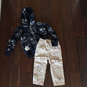 Nununu Black and White Skull Print Hoodie with pants